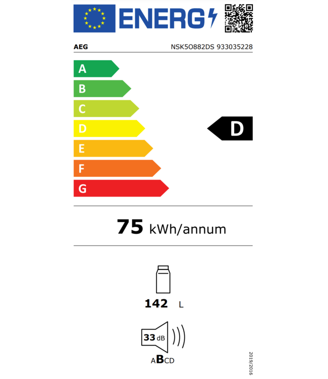 AEG Koelkast inbouw 88 cm NSK5O882DS