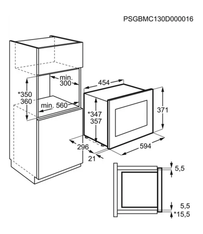 AEG 8000 Magnetron inbouw l zwart / vlekvrij rvs MBB1756DEM