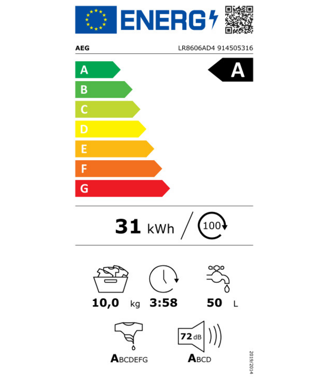 AEG 8000 PowerCare - Autodose Wasmachine 10 LR8606AD4kg