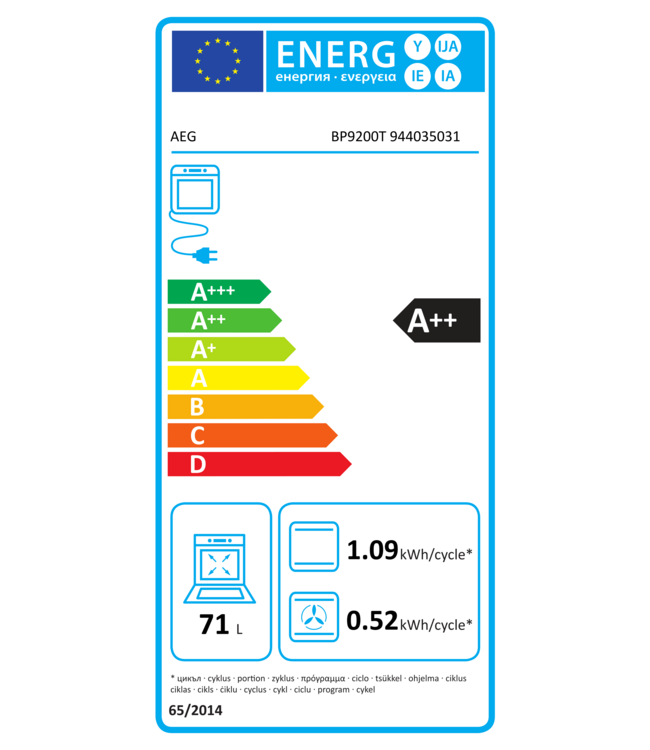 AEG 9000 ProAssist - Heteluchtoven met pyrolysereiniging  BP9200T