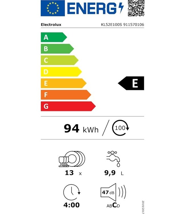 Electrolux 500 Inbouwvaatwasser KL52E100S