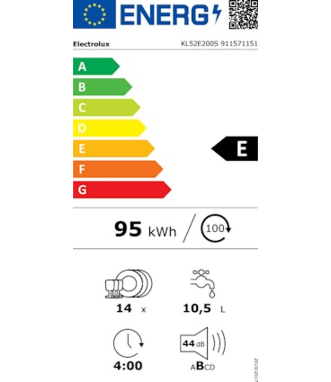 Electrolux 500 Inbouwvaatwasser KL52E200S