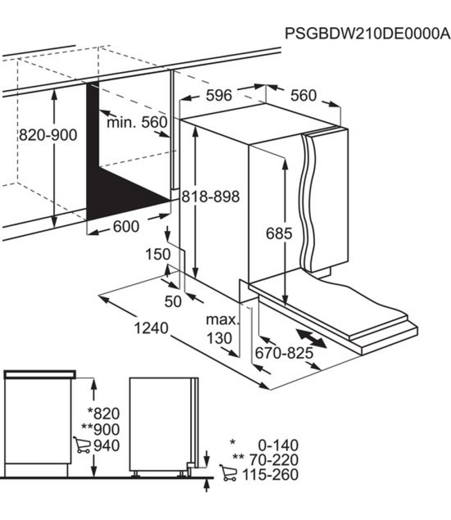 AEG 7000 serie GlassCare Inbouwvaatwasser FHK74607P