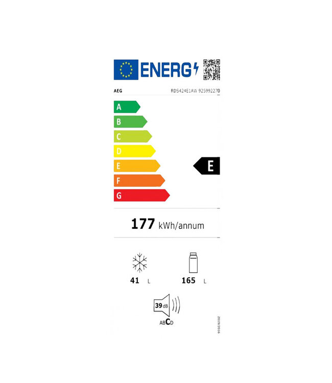 AEG Koel/vrieskast Vrijstaand 143.4 cm RDS424E1AW