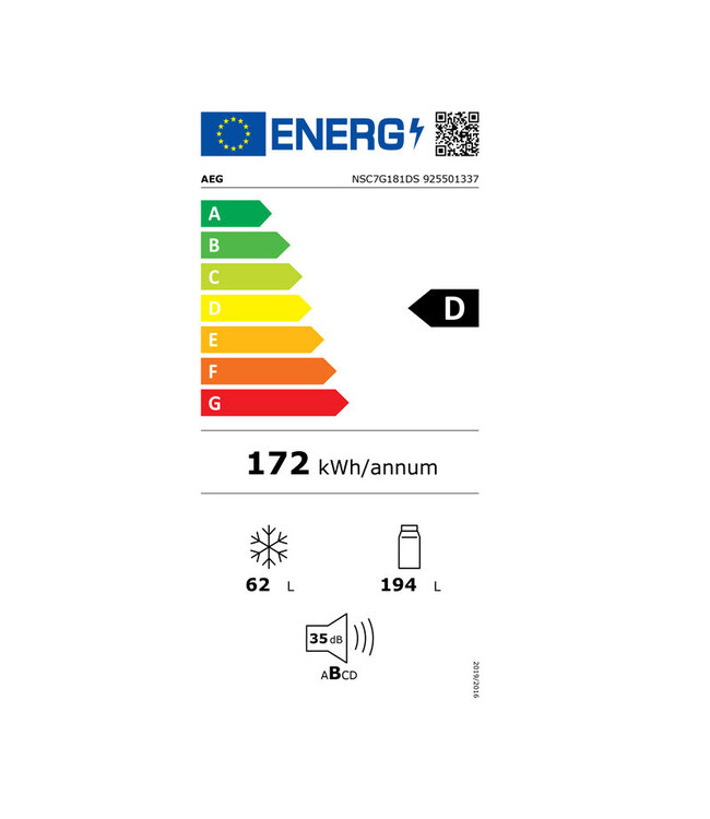 AEG 7000 serie GreenZone Koel-vriescombinatie inbouw 178 cm NSC7G181DS