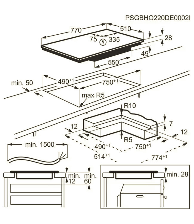 AEG 3000 serie inductie Kookplaat 80 cm IKB84431IB