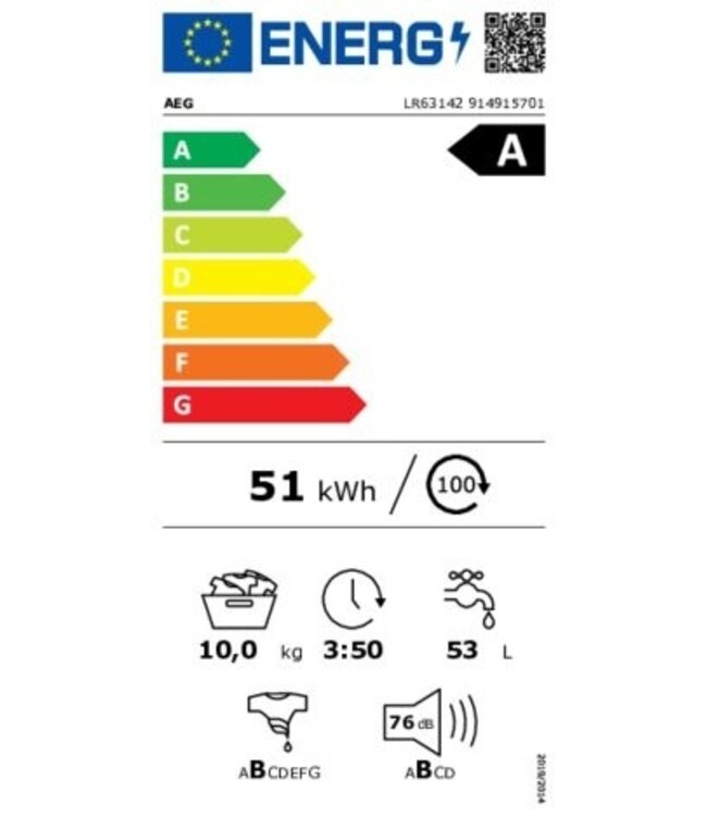 AEG 6000 serie ProSense® Wasmachine voorlader 10 kg LR63142