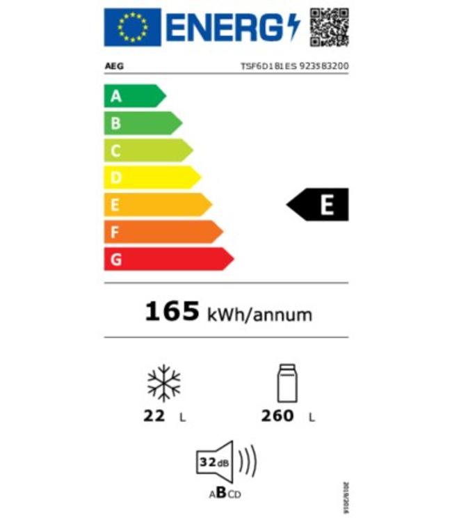 AEG Koelkast inbouw 178 cm TSF6D181ES
