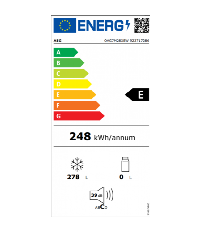 AEG Vrieskast vrijstaand NoFrost 186 cm OAG7M281EX