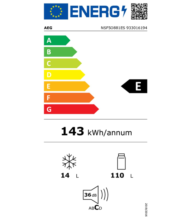 AEG koelkast inbouw 88 cm NSFO881ES