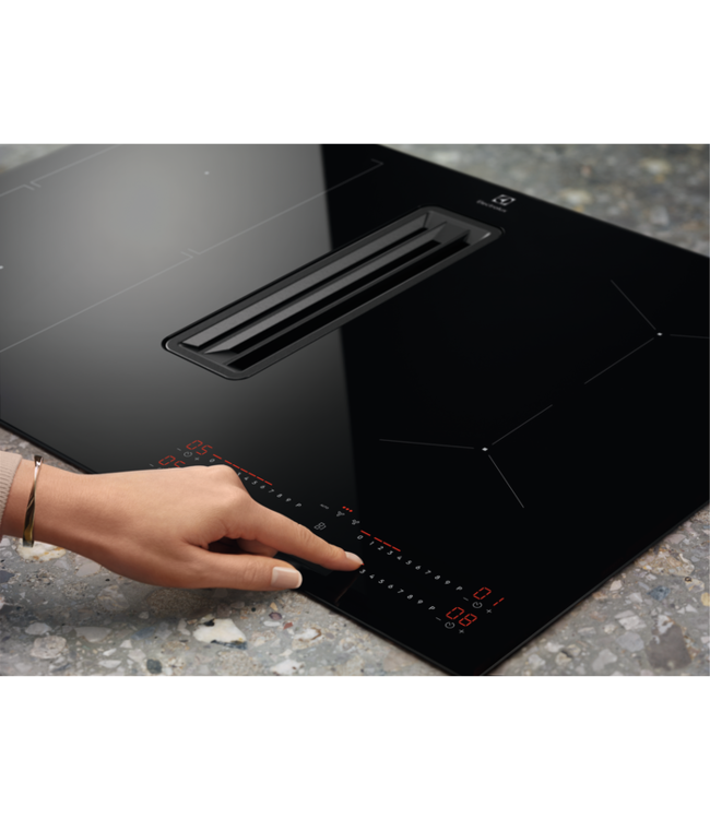 Electrolux 600 ComboHob met Bridge functie - Inductiekookplaat met afzuiging, 80 cm  KCD83443CK