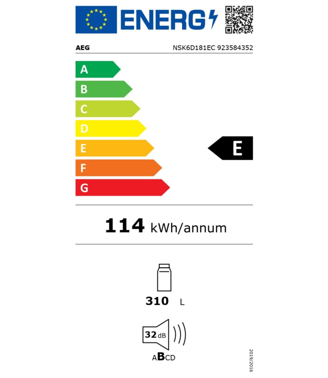 AEG Koelkast inbouw 178 cm NSK6D181EC