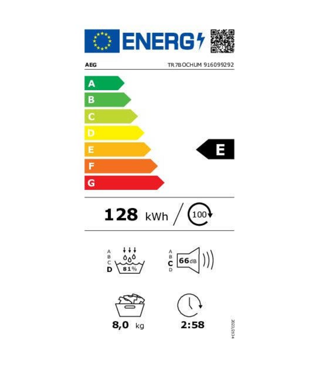 AEG 7000 serie SensiDry¨_ Warmtepomp Wasdroger 8 kg TR73Bochum