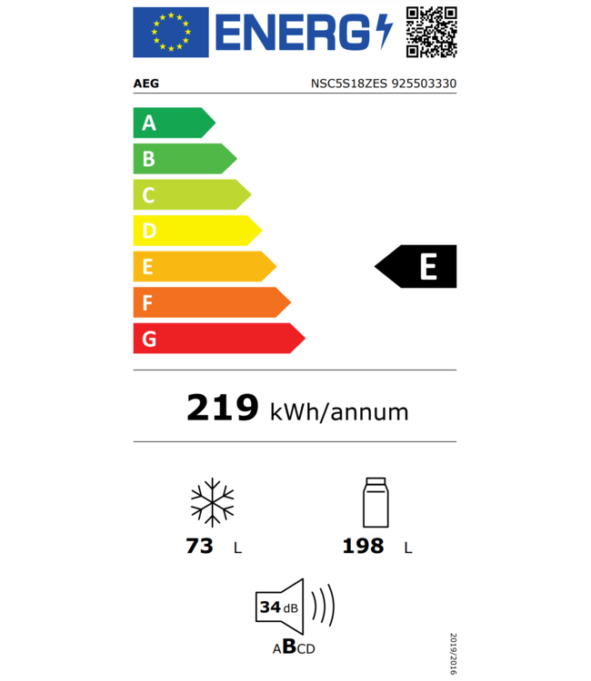 AEG 5000 ColdSense - Koel/vrieskast inbouw 178 cm  NSC5S18ZES