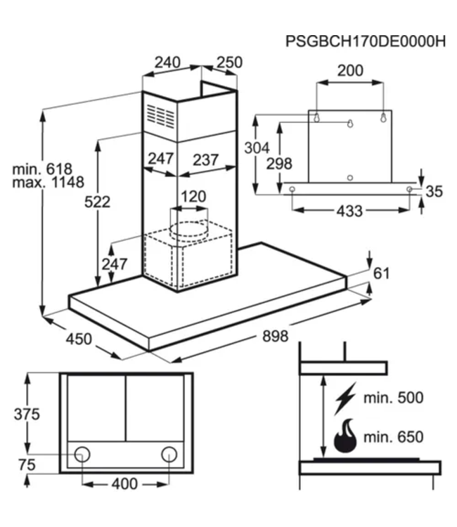 AEG motorloze afzuigkap DBE0900M