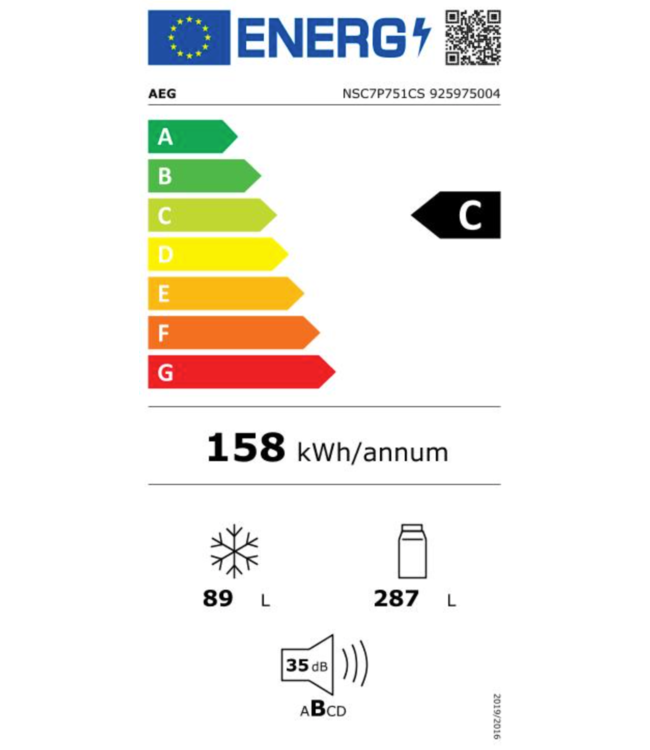 AEG 7000 GreenZone - Koel/vrieskast inbouw MaxiSpace 189.4 cm  NSC7P751CS