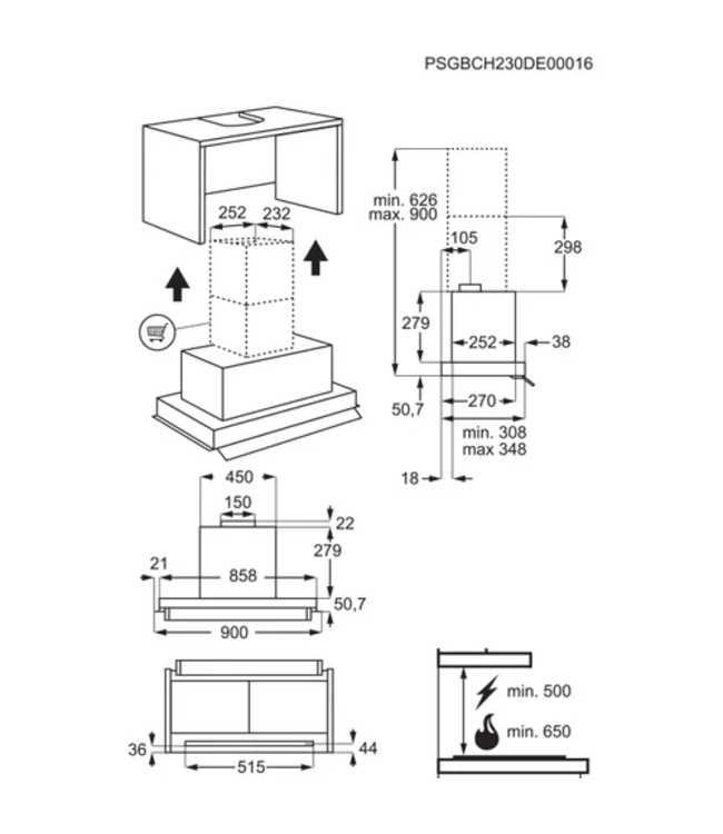 AEG 6000 Hob2Hood Geïntegreerde afzuigkap 90 cm met Hob2Hood GDE689HB