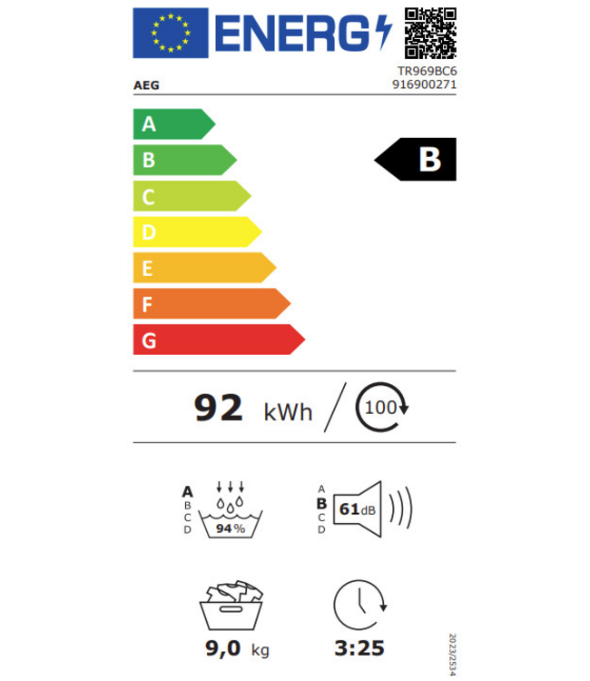 AEG 9000 AbsoluteCare® Plus - Warmtepomp Droger 9 kg  TR969BC6