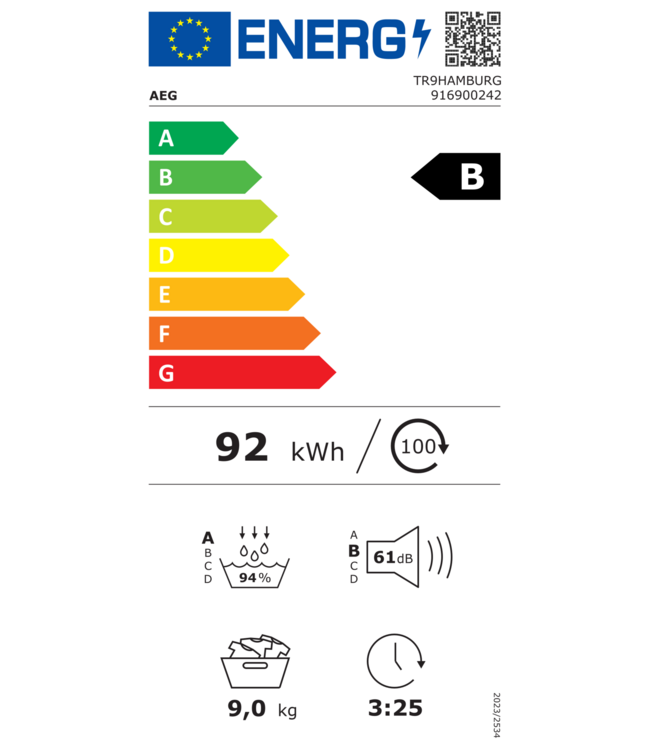 AEG 9000 AbsoluteCare® Plus - Warmtepomp Droger 9 kg TR9HAMBURG
