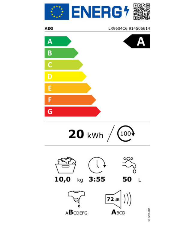 AEG 9000 AbsoluteCare® - Wasmachine voorlader 10 kg LR9604C6