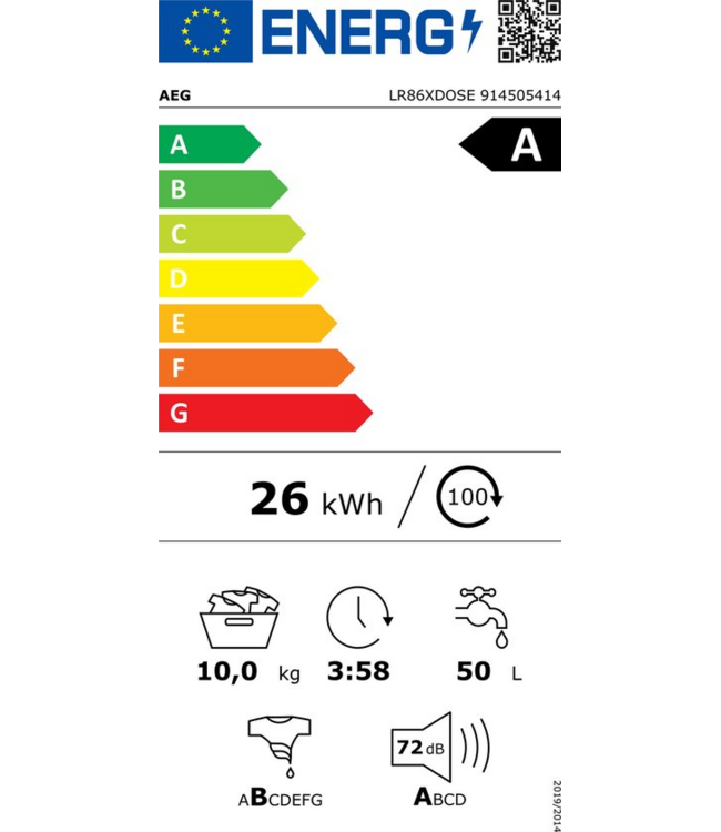 AEG 8000 PowerCare - UniversalDose Wasmachine voorlader 10 kg LR86XDOSE