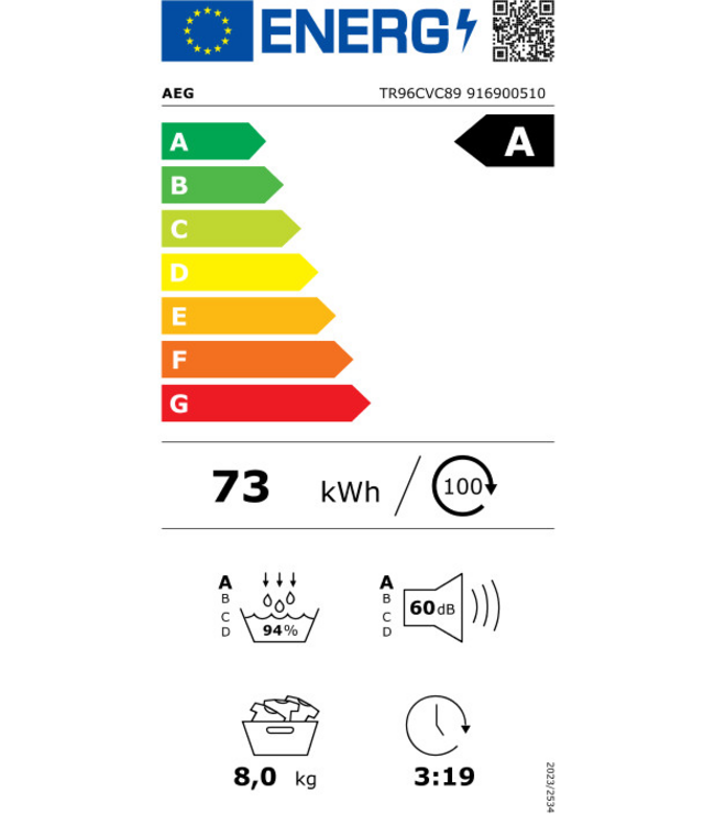 AEG 9000X AbsoluteCare® Pro - Warmtepomp Droger 8 kg  TR96CVC89
