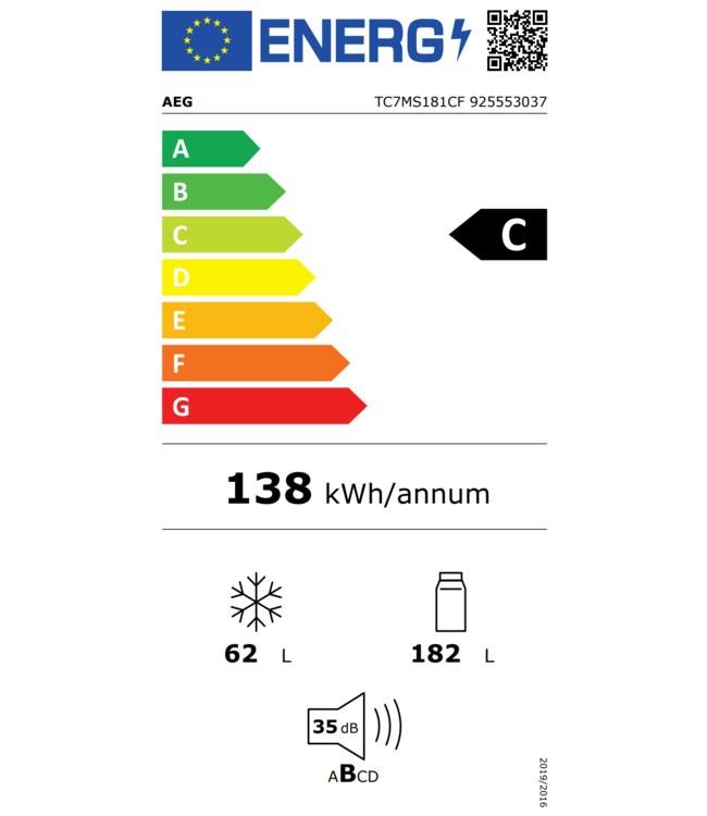 AEG 7000 GreenZone - Koel/vrieskast inbouw 178 cm  TC7MS181CF