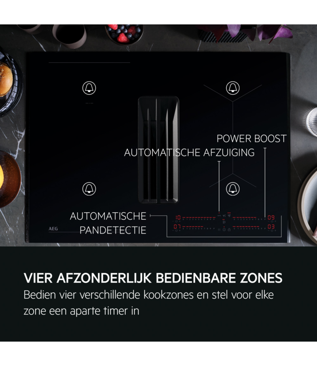 AEG Kookplaat met afzuiging - 6000 ComboHob met brugfunctie SaphirMatt®, 70 cm  PE6000S70