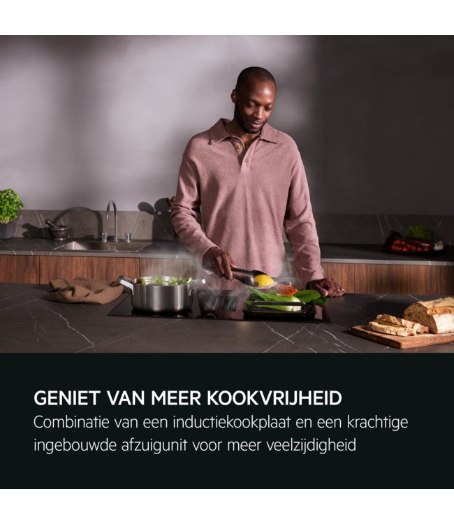 AEG Kookplaat met afzuiging - 6000 ComboHob met brugfunctie SaphirMatt®, 70 cm  PE6000S70