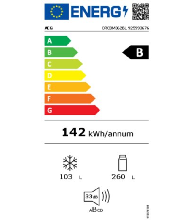 AEG 8000 Cooling 360° - Koel/vrieskast vrijstaand 202 cm zwart rvs ORC8M362BL