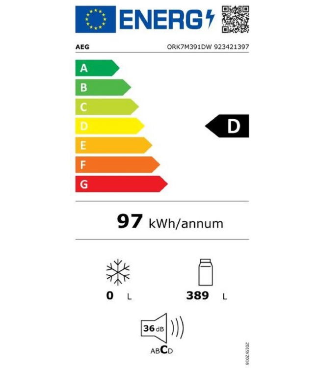 AEG Koelkast vrijstaand 186 cm ORK7M391DW
