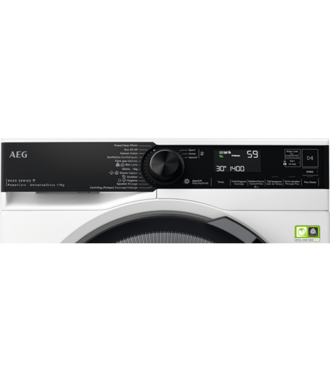 AEG 8000 serie PowerCare UniversalDose Wasmachine 9kg LR86CUC94