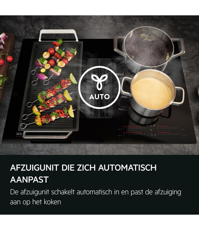 AEG Kookplaat met afzuiging - 6000 ComboHob met brugfunctie 80 cm NCH84B03CB