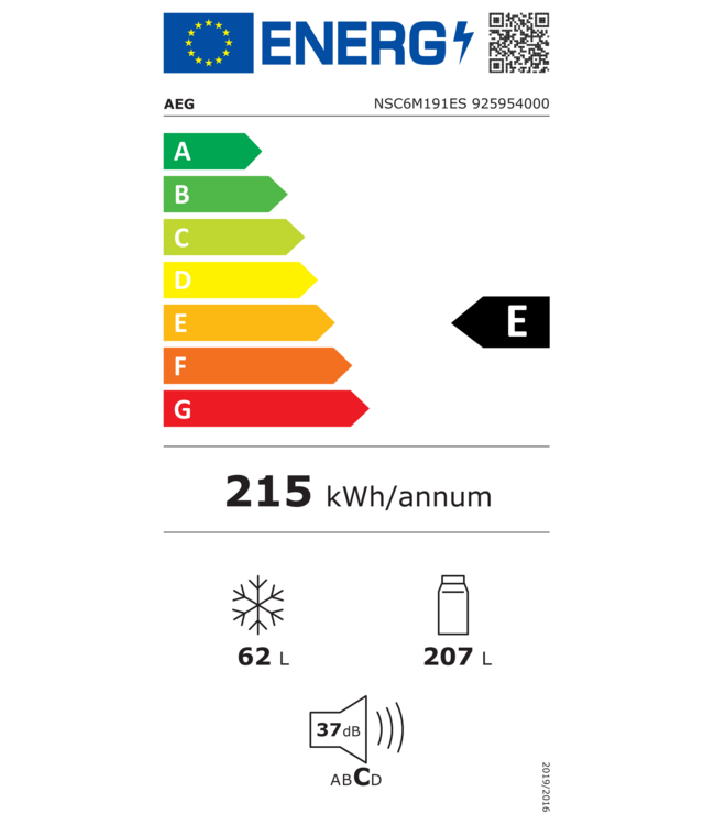 AEG 6000 serie TwinTech® NoFrost Koel/vrieskast inbouw MultiSpace 189.4 cm NSC6M191ES