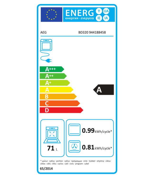AEG 6000 serie SteamBake Heteluchtoven met stoomondersteuning BD320