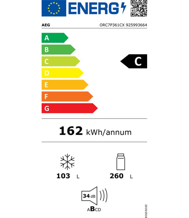AEG 7000 GreenZone+ - Koel/vrieskast vrijstaand 202 cm vingervlekvrije rvs ORC7P361CX