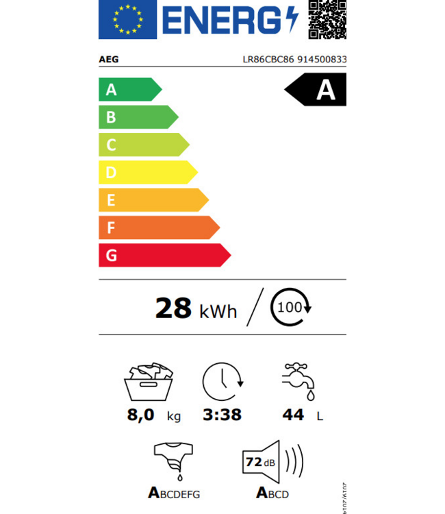 AEG 8000 PowerCare - UniversalDose Wasmachine 8 kg  LR86CBC86