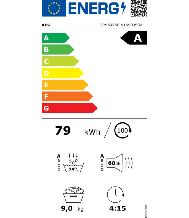 AEG 9000X AbsoluteCare® Pro - Warmtepomp Droger 9 kg TR969V6C