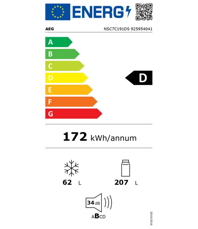 AEG 7000 NoFrost CoolAssist® Koel/vrieskast inbouw MultiSpace 189.4 cm NSC7C191DS