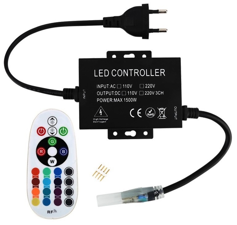 Avide Lightning  220V RGB RF fjärrkontroll och kontroll för max. 100m LED-ljusslang