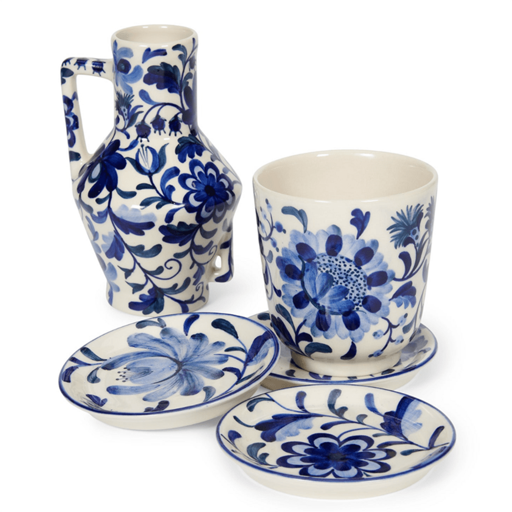 Return to Sender Schaaltje blue flowers design 3  ø11 cm - Thailand