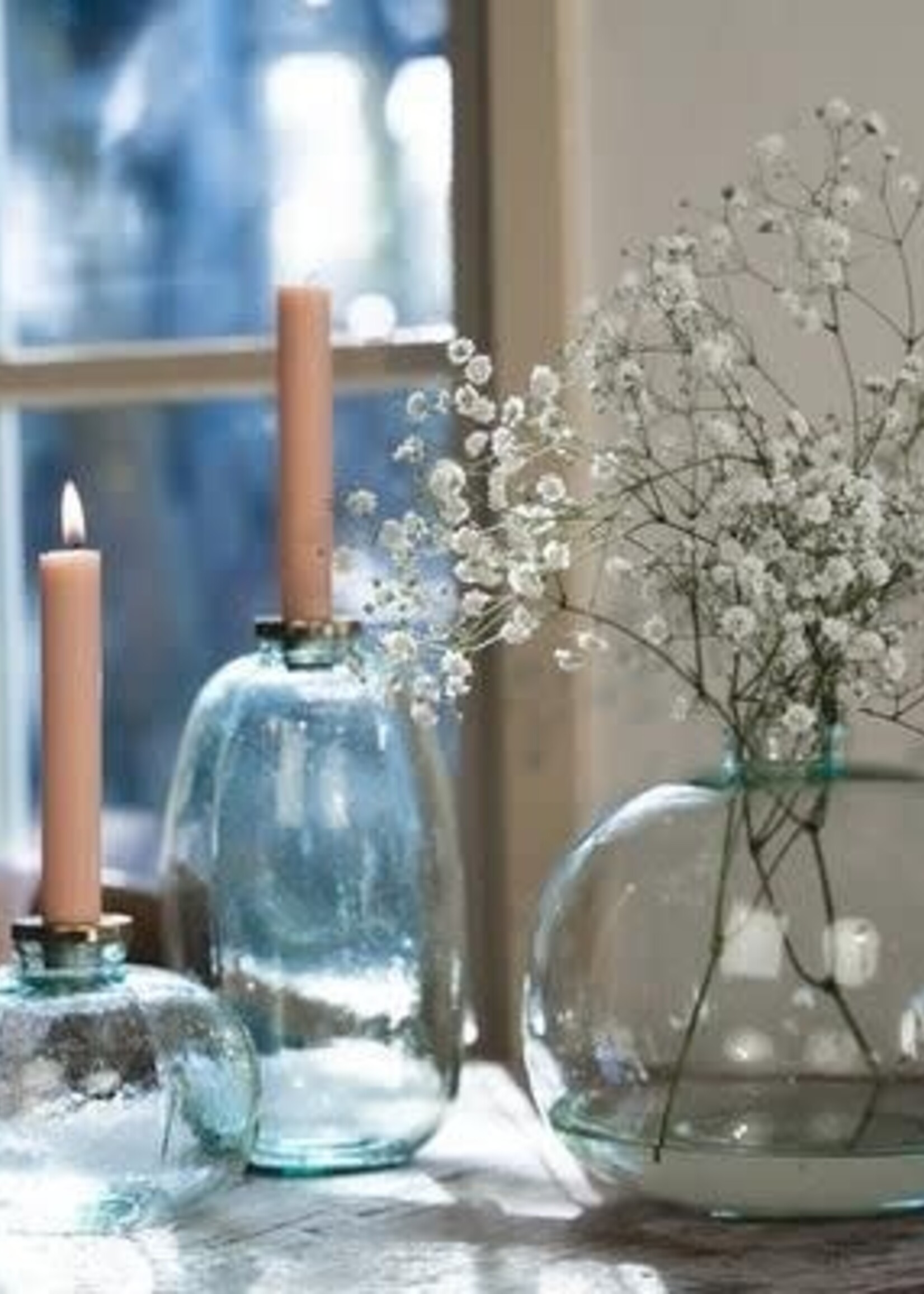 Return to Sender Vaas kandelaar glas rond small 10,5x14cm - India