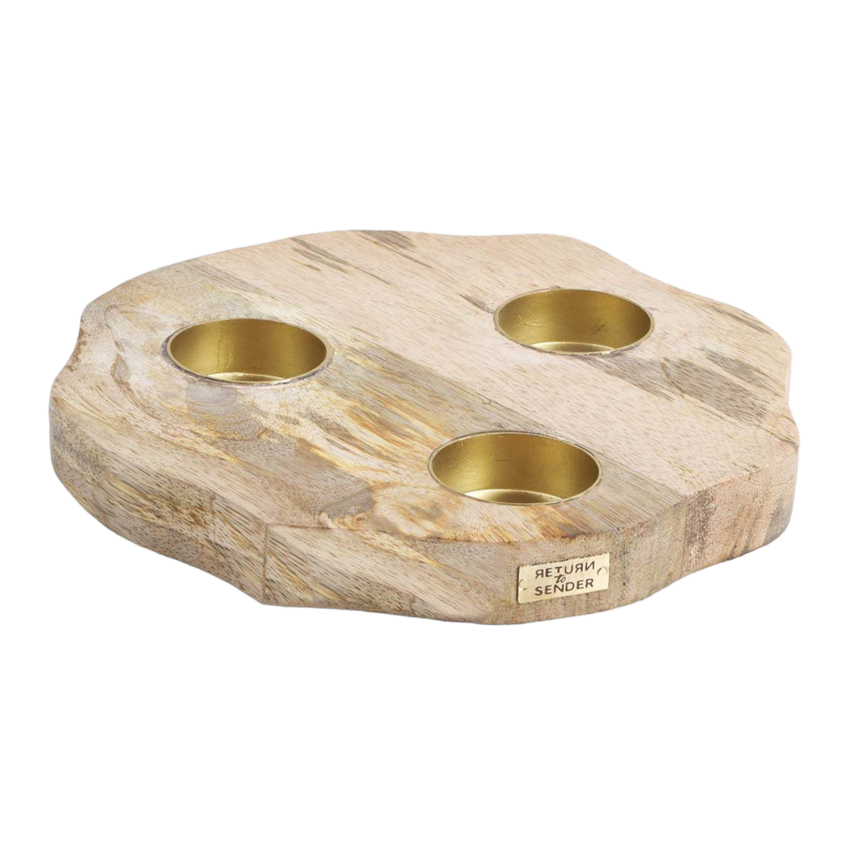 Return to Sender Kaarsenplank mangohout Ø 18 cm voor 3 waxinelichtjes - India