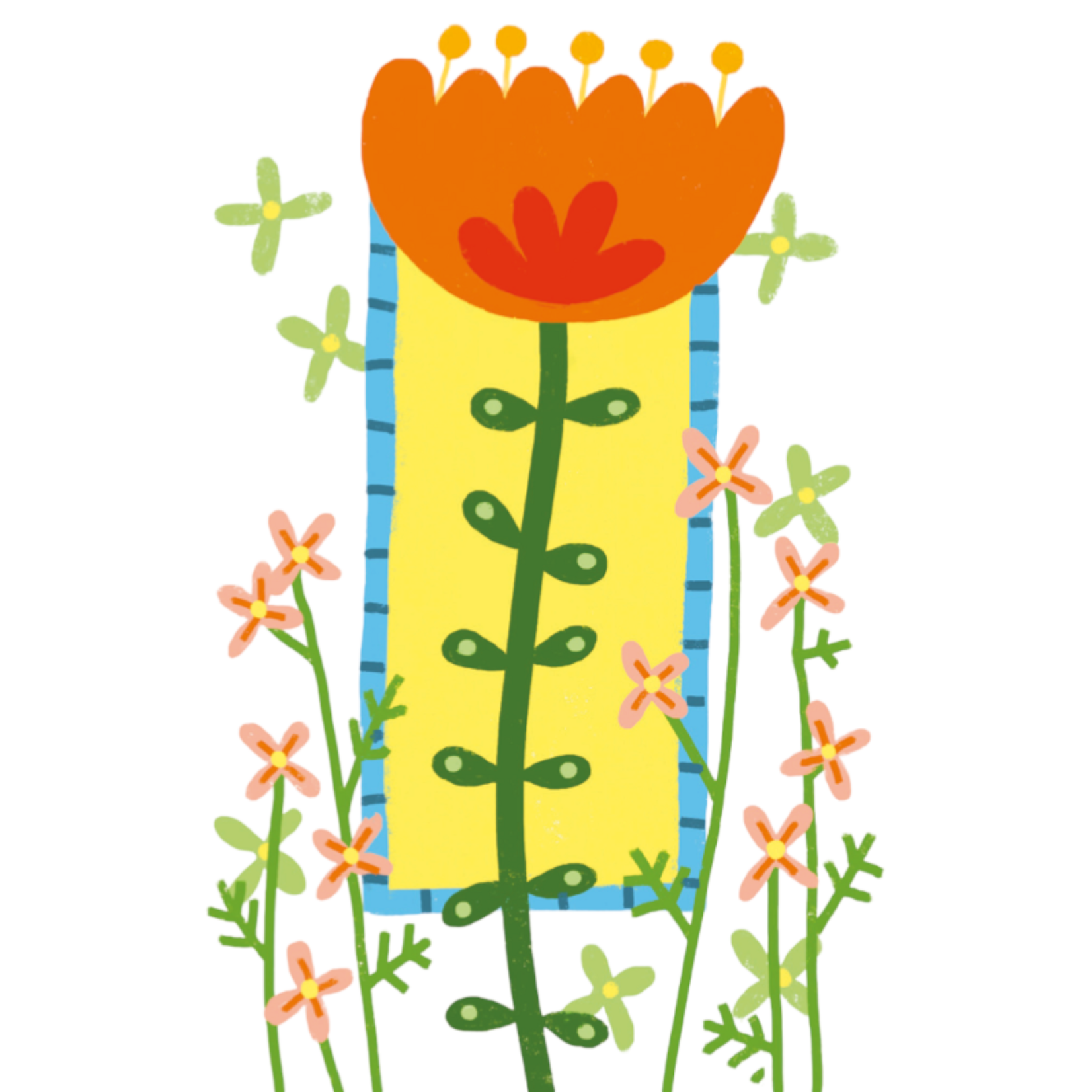 Mouchi Postkaart Oranje Bloem Mouchi