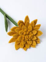 Sjaal met Verhaal Bloem Dahlia Okergeel vilt - Nepal