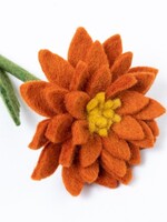 Sjaal met Verhaal Bloem Dahlia Cognac vilt - Nepal