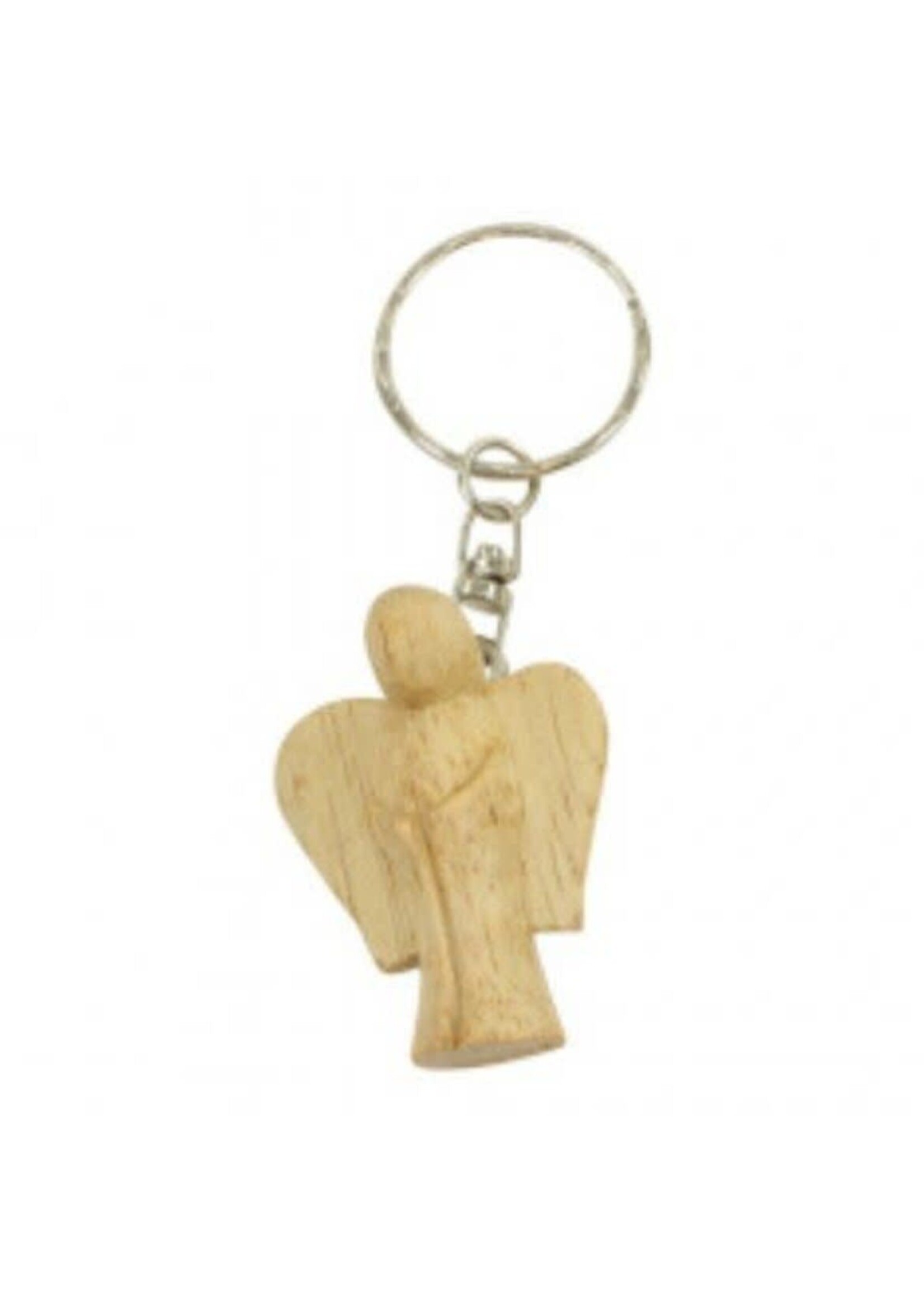 Sarana Sleutelhanger hout engel naturel - Indonesie