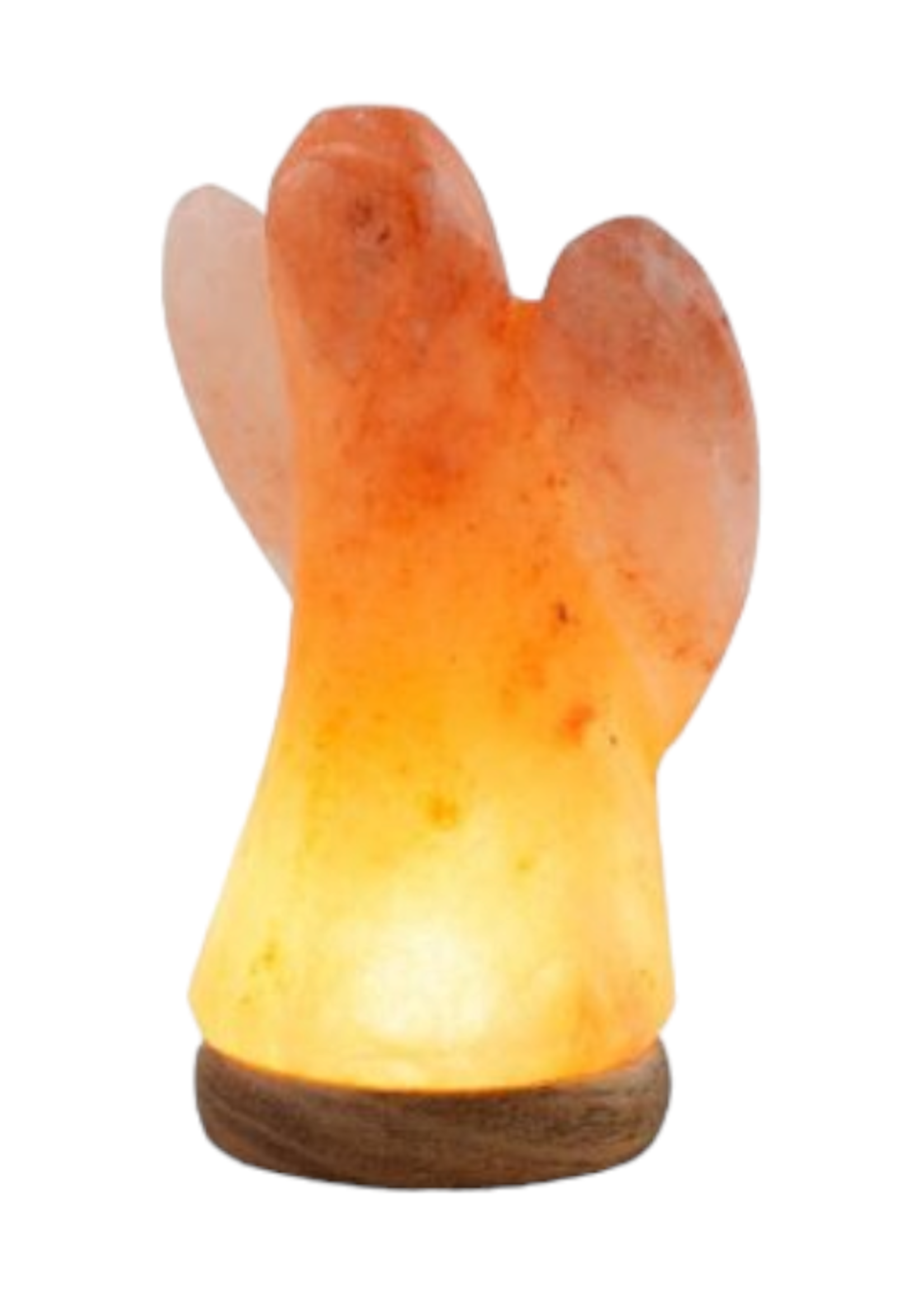 Art BizNiz Himalaya Zoutkristal Engel houten voet oranje LED USB small