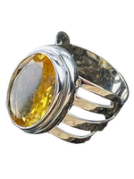 Madat Nepal Ring zilver 17 (B15-R13) citrien - Indonesie
