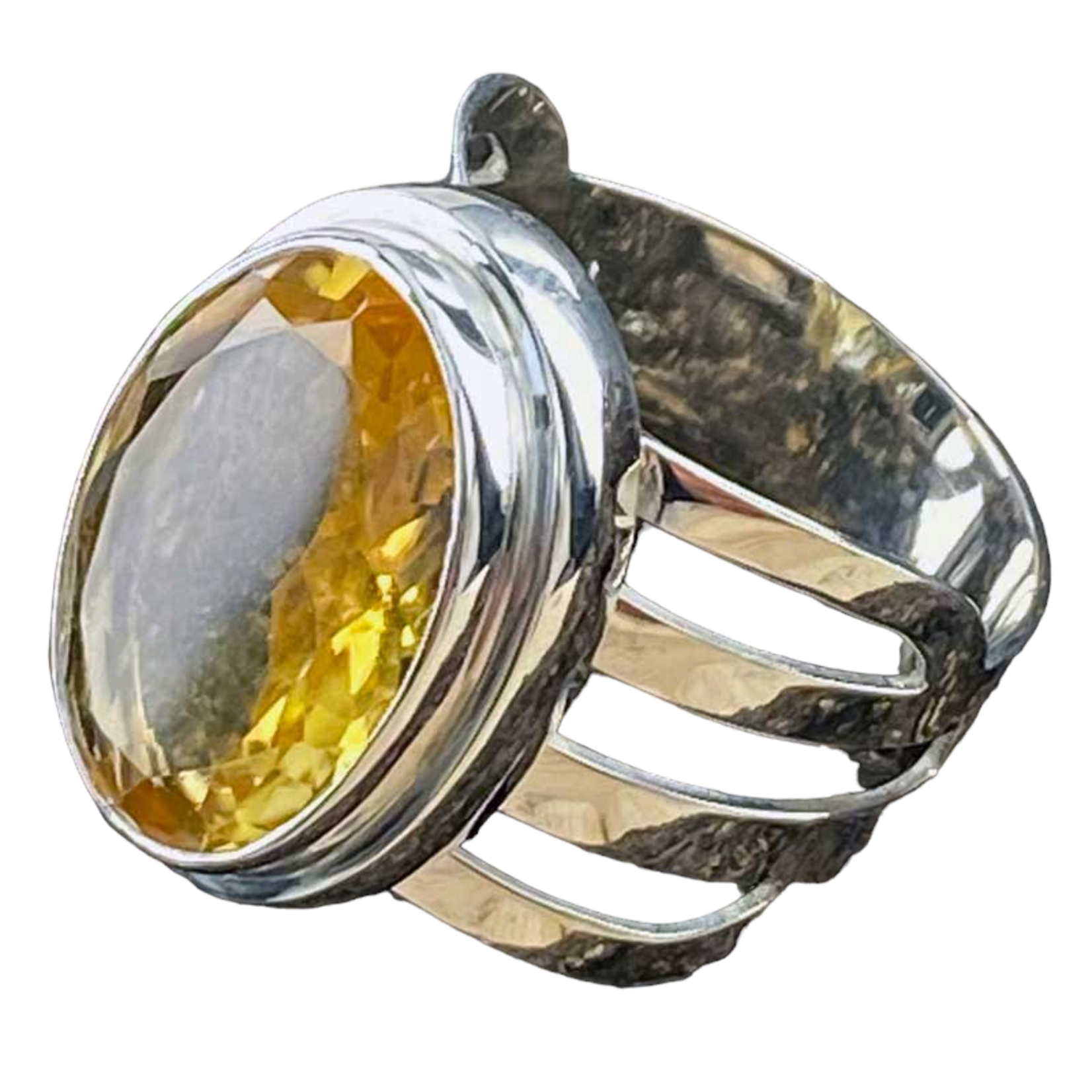 Madat Nepal Ring zilver 17 (B15-R13) citrien - Indonesie